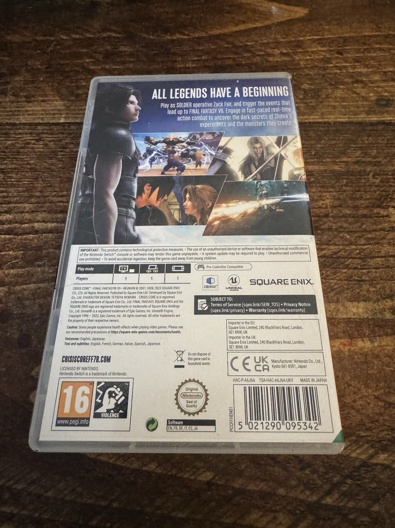 Nintendo Switch Crisis Core Finally Fantasy VII Reunion Game