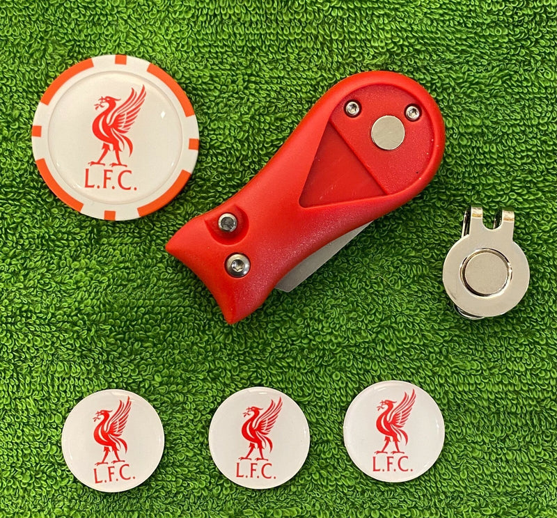 Liverpool Golf Divot Tool Hat Clip & 3 Magnetic Ball Markers