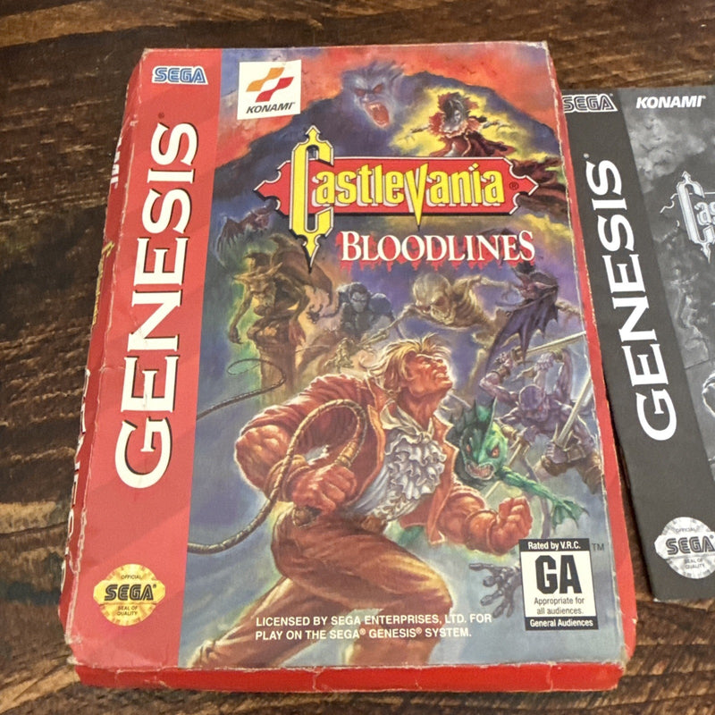 Castlevania: Bloodlines (Sega Genesis, 1994) Cardboard Authentic COMPLETE