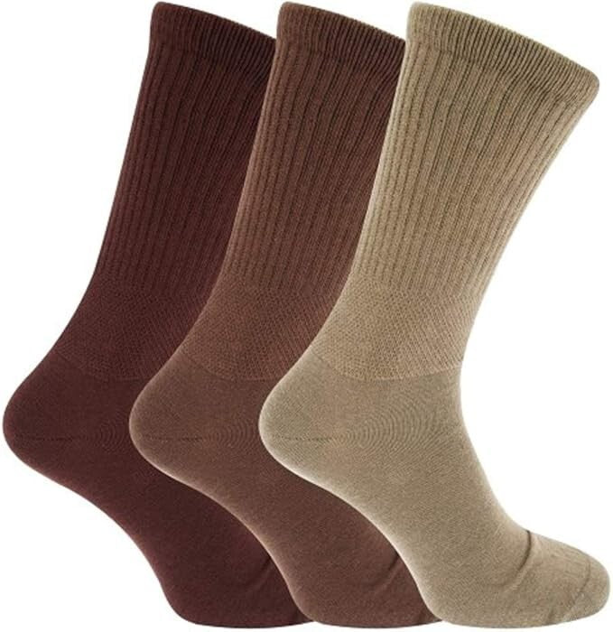 Mens Extra Wide Socks Non Elastic Diabetic Wide Cotton Rich Socks 6-11 - 3 Pairs