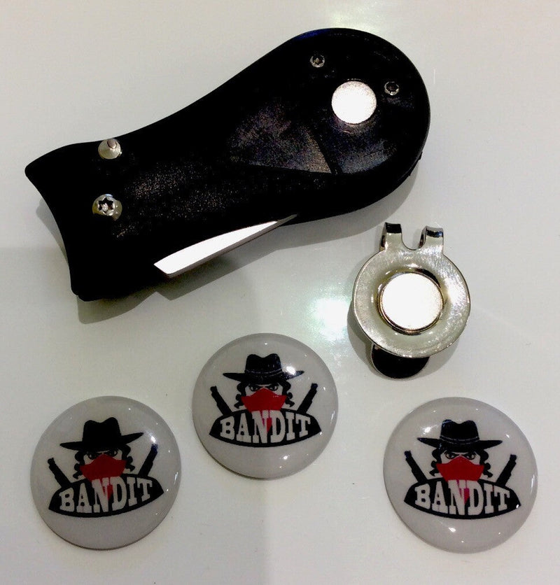Golf Switchblade Divot Tool with Magnetic Hat Clip & 3 Ball Markers