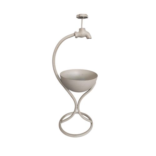 57CM CREAM METAL GARDEN PLANTER - InStock