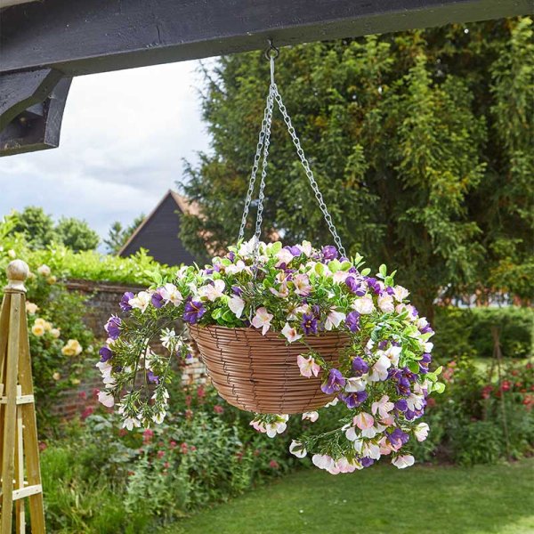 30cm Artificial Petunias Hanging Basket