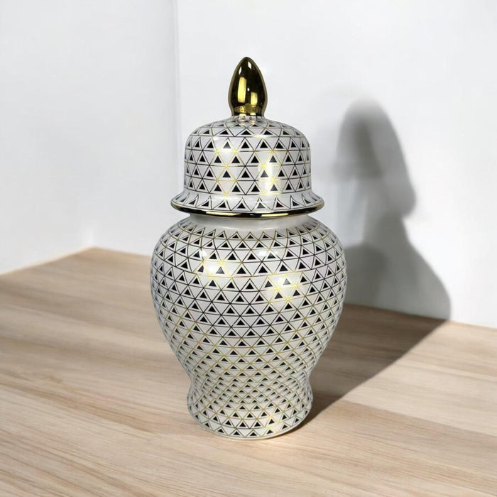 36CM CERAMIC GINGER JAR WITH LID