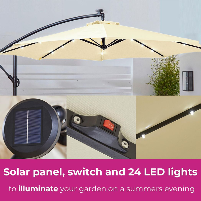 Neo 3M Cream Outdoor Freestanding Parasol with LED Lights