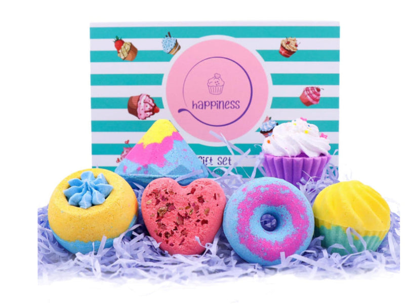 Bath Bombs Gift Set, Bath Fizzers Gift Set, Moisturising & Organic - Set of 6