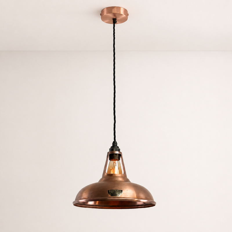 Cawston - Antique Copper Slotted Lampshade Pendant Ceiling Light - 11 Inch