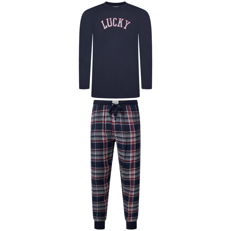 Lucky Brand Crew Neck & Closed Hem Flannel Pant Pyjama Set