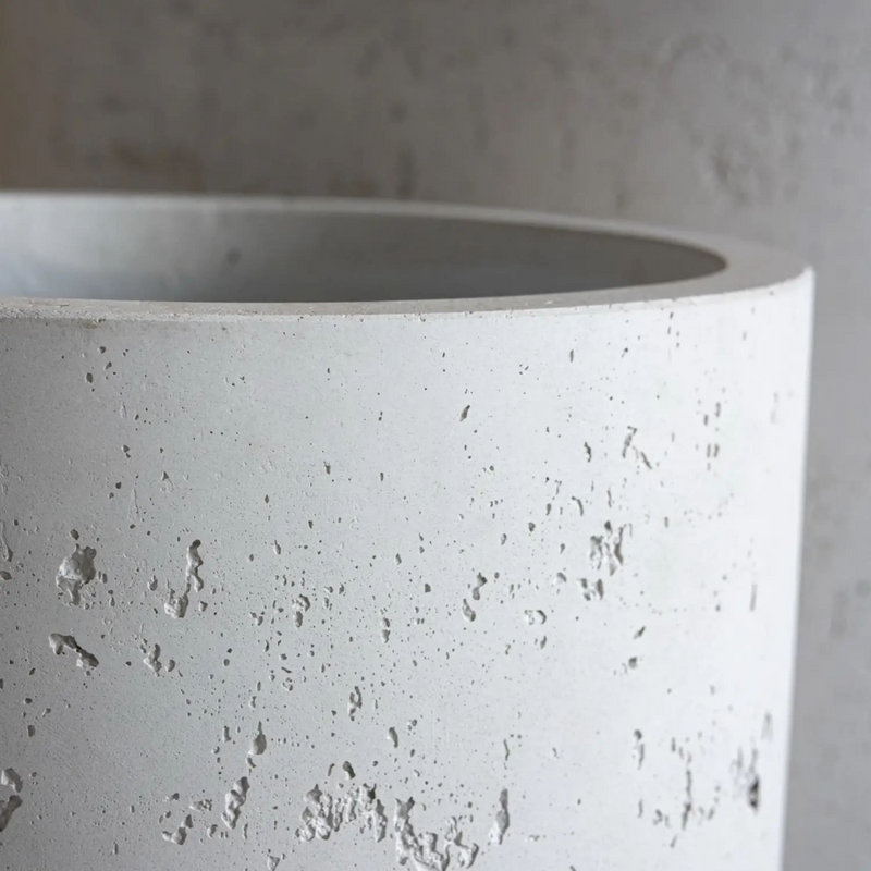 Aurella | White Mist – 70cm X Large Concrete Cylinder Planter – 199L Round Plant Pot