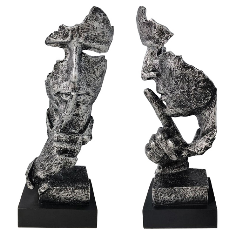 Resin Silent Man Statue Face Sculpture ，Modern Abstract Art Silence Carving Figurines