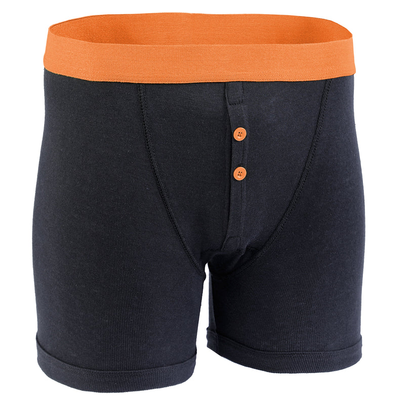 12 Pack Classic Menswear Black Cotton Blend Boxer Shorts Breathable Activewear Comfortable Stretch Colourful Waistband Durable Lightweight Button Fly Underwear MB08 by Sock Stack