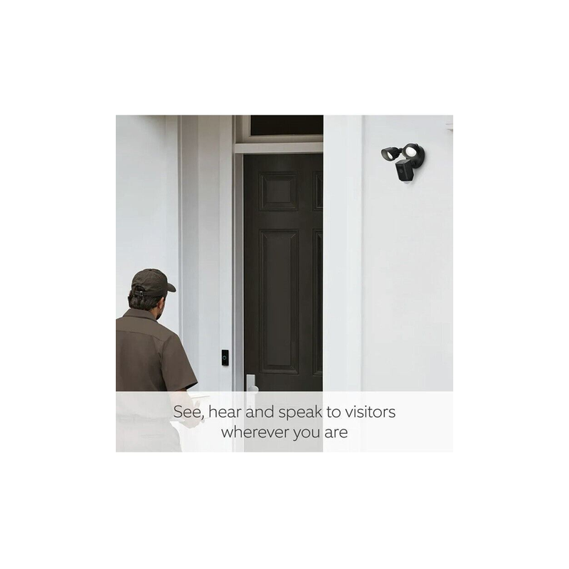 Ring Floodlight Cam Wired Plus Outdoor Security Camera 1080p HD Video Black