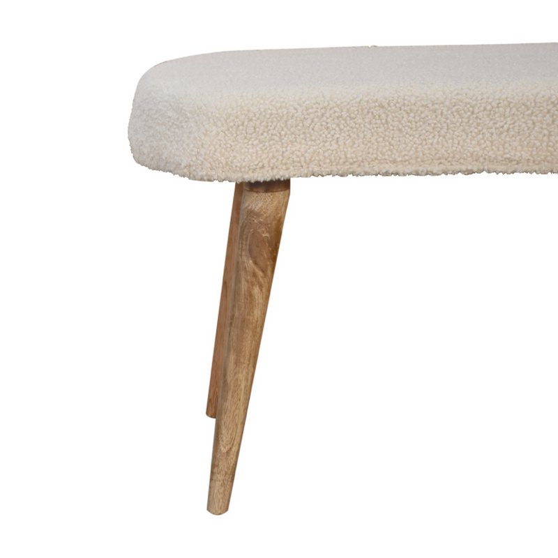 Artisan Furniture Solid Wood Cream Boucle Nordic Bench