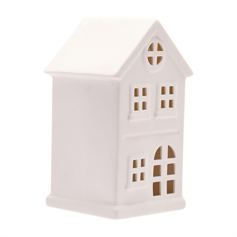 White Ceramic LED House Ornament