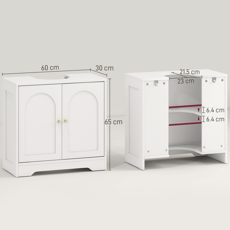 HOMCOM Modern Under Sink Cabinet for Basin without or with Pedestal, White