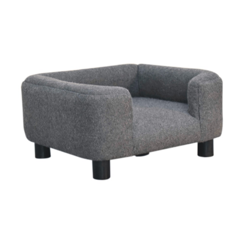Artisan Furniture Solid Mango Wood Mini Battleship Tweed Pet Sofa Bed