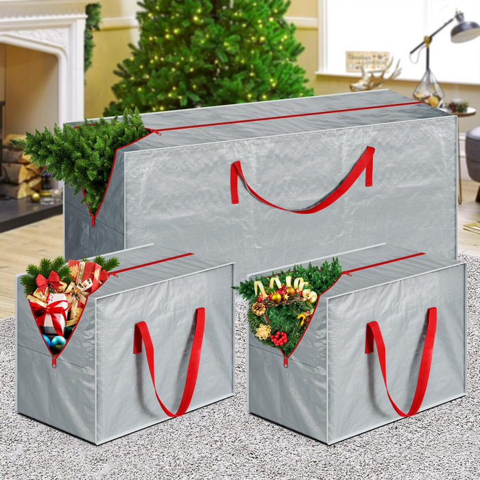 VINSANI 3pc GREY XMAS STORAGE BAGS 1010448