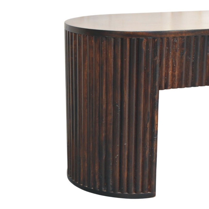Artisan Furniture Solid Wood Velvet Mocha Fluted Bench, Dark Brown