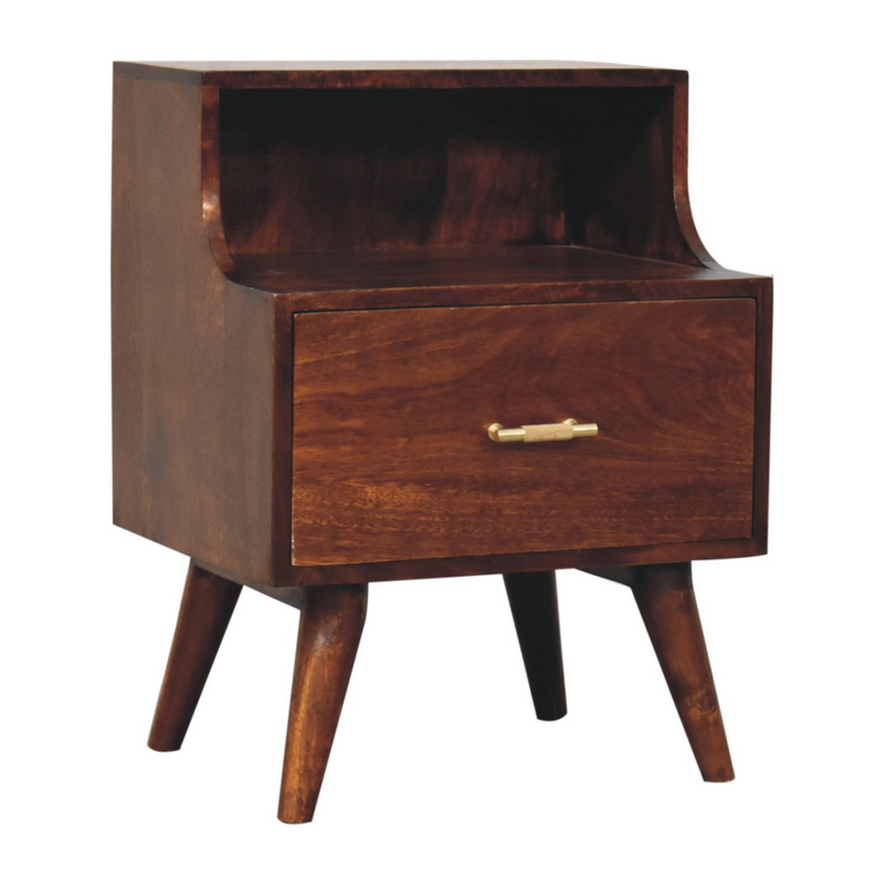 Artisan Furniture Solid Wood T-bar Raised Back Bedside