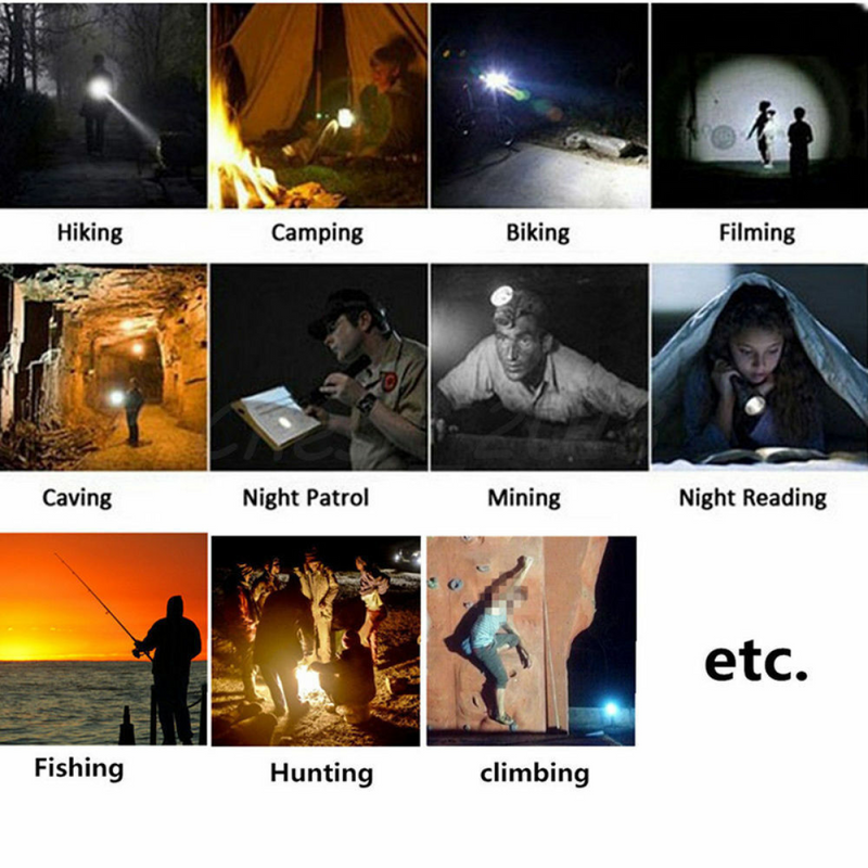 Rechargeable LED Flashlight Lamp 5-Modes Zoomable Hiking Camping Outdoor Torch +Battery+Charger