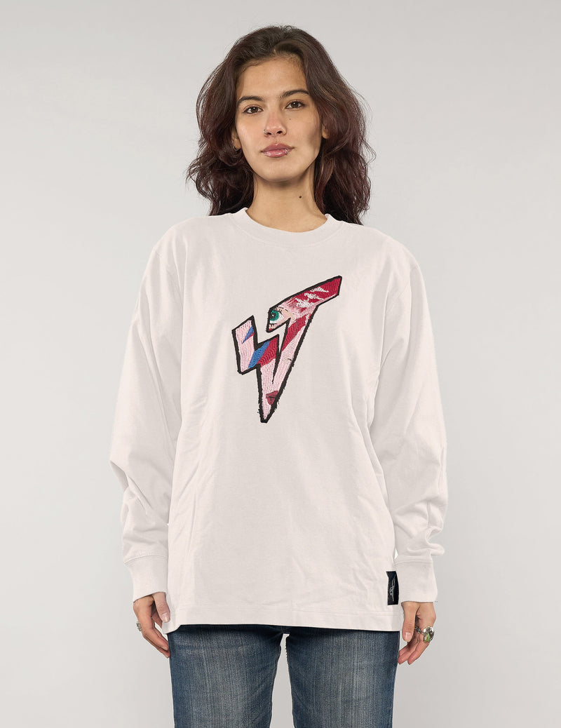 ST Aladdin Sane Long Sleeve Logo Tee in Ecru