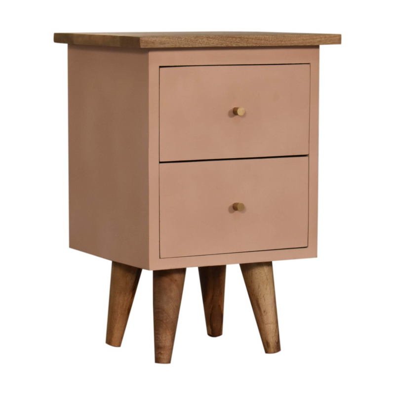 Artisan Furniture Solid Wood Blush Pink Hand Painted Bedside