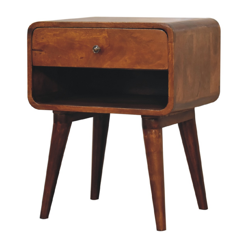Artisan Furniture Solid Wood Curve Open Slot Chestnut Bedside