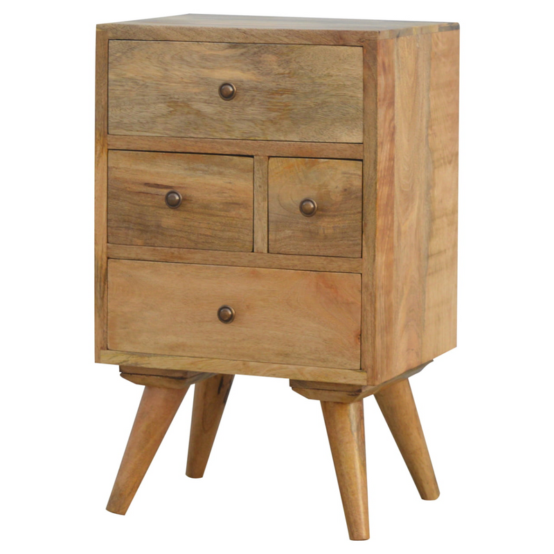 Artisan Furniture Solid Wood Nordic Style 4 Drawer Multi Bedside