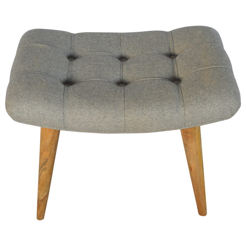 Artisan Furniture Solid Wood Curved Grey Tweed Bench
