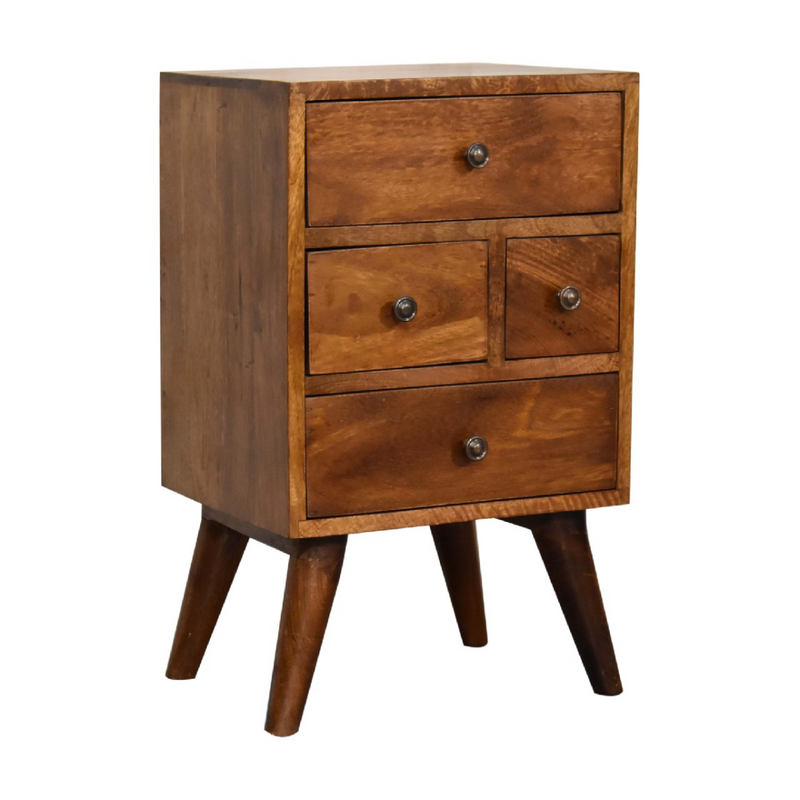 Artisan Furniture Solid Wood 4 Drawer Multi Chestnut Bedside