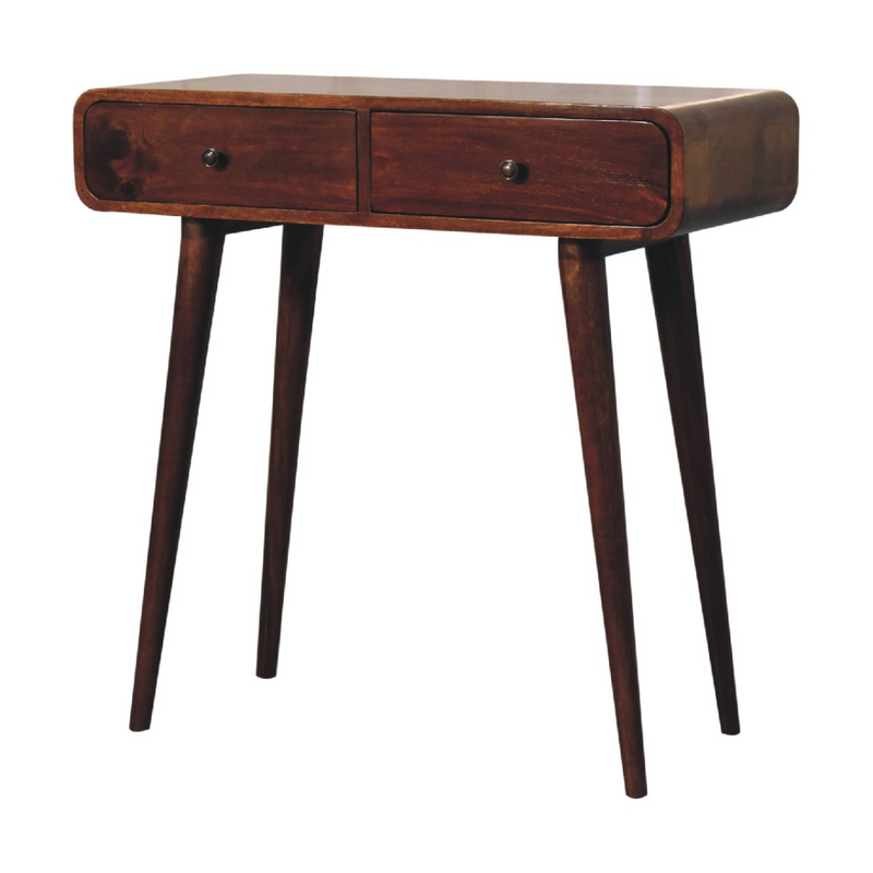 Artisan Furniture Solid Mango Wood Chestnut Curved Hallway Table
