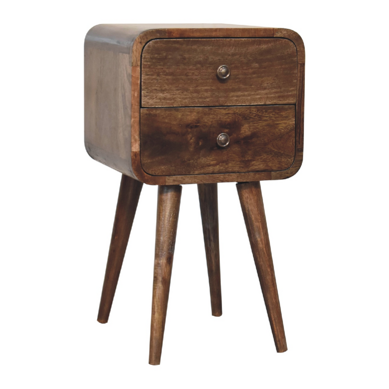 Artisan Furniture Solid Wood Mini Curved Grey Washed Bedside