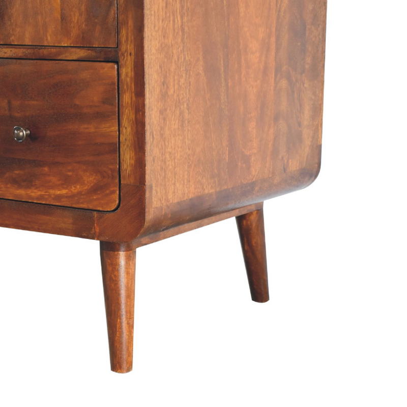 Artisan Furniture Solid Wood Curved Chestnut Wardrobe, Light Brown, 2 Doors and 1 Drawer