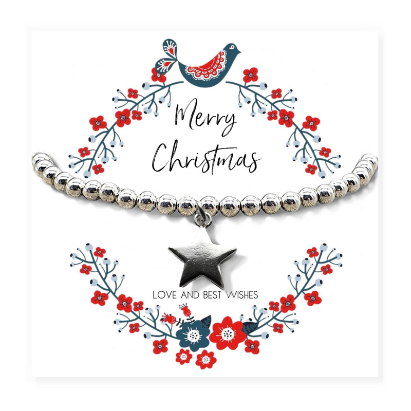 Small Christmas Hamper Silver Star Bracelet & Jewellery Box