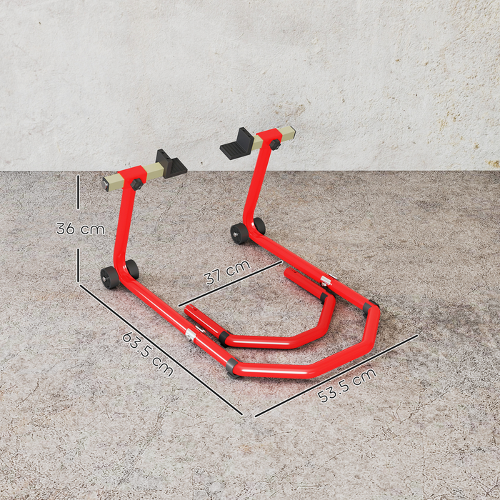 HOMCOM Motorcycle Stand, 390 kg Front/Rear Paddock Stand, Red