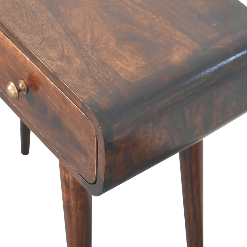 Artisan Furniture Solid Wood California Walnut Curved Hallway Table, 2 Drawers, Brown