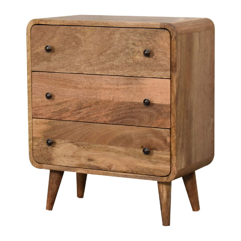 Artisan Furniture Solid Wood Mini Curved Oak-ish Chest