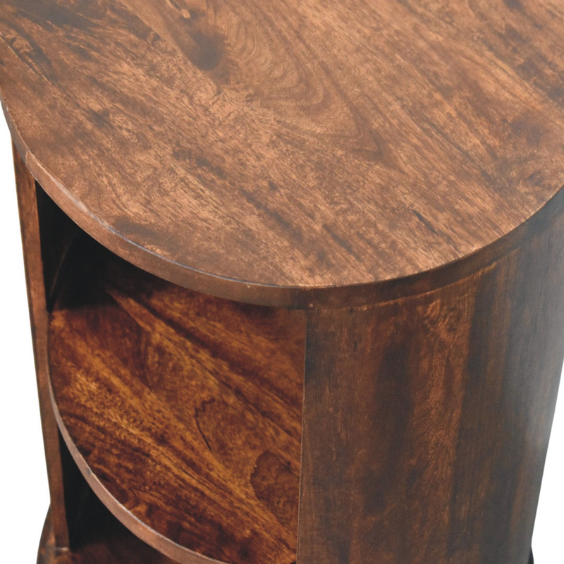 Artisan Furniture Solid Wood Ventura Side Table, 2 Open Slots, Dark Brown
