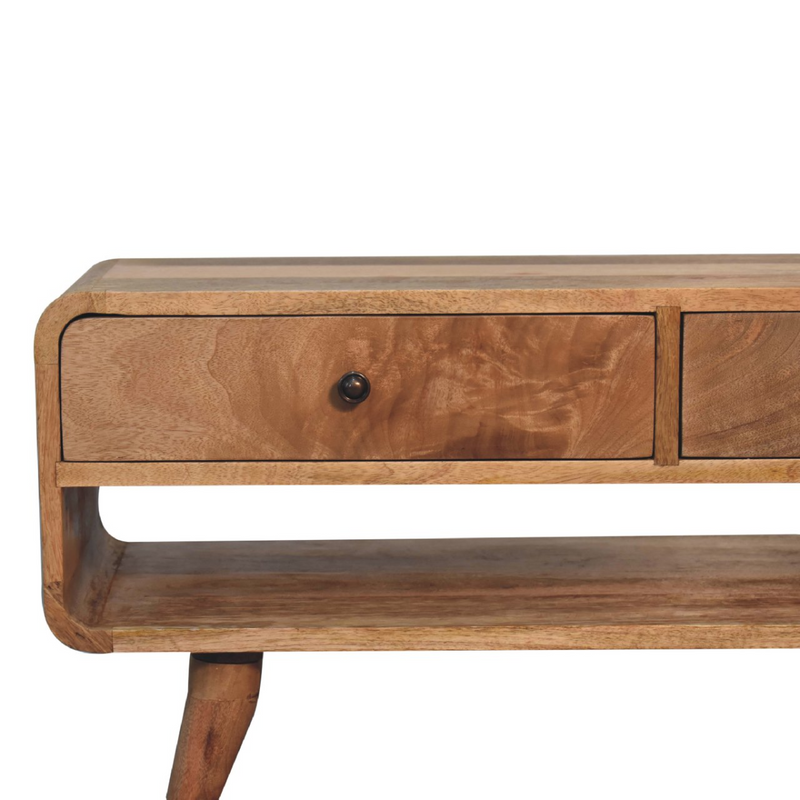 Artisan Furniture Solid Wood Reverse Curve Oak-ish Media Unit