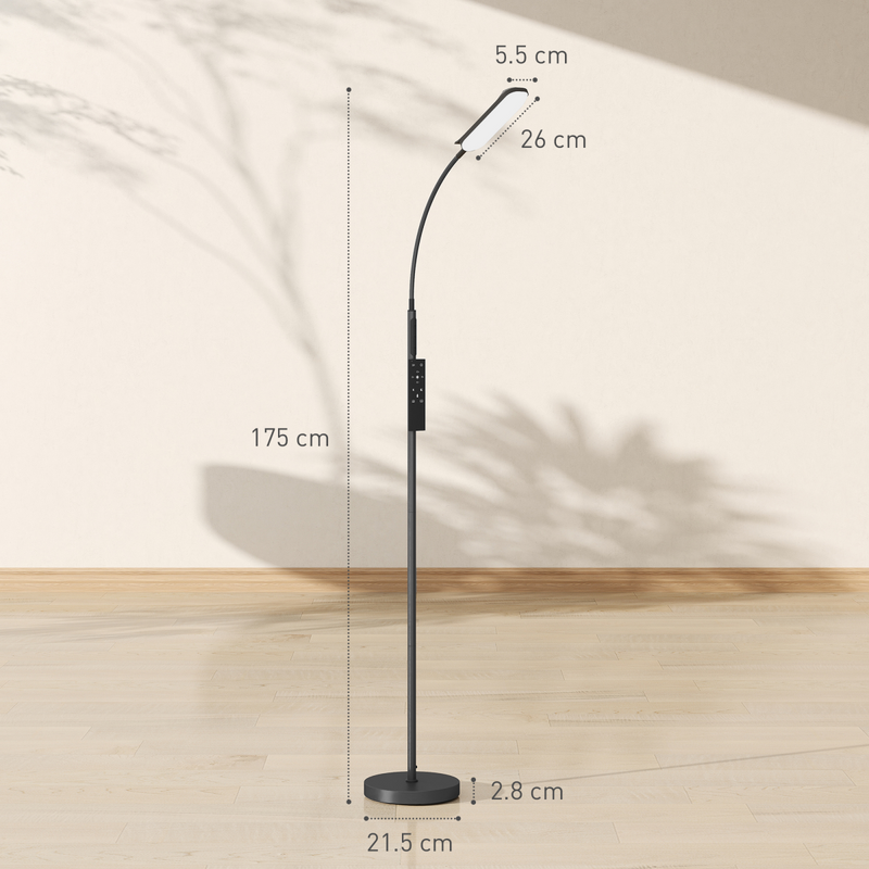 HOMCOM LED Floor Lamp for Living Room with Magnetic Remote Control, Black