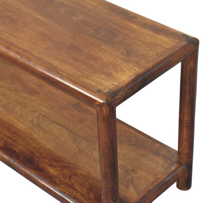Artisan Furniture Solid Wood Regency Bench, 1 Shelf, Dark Brown