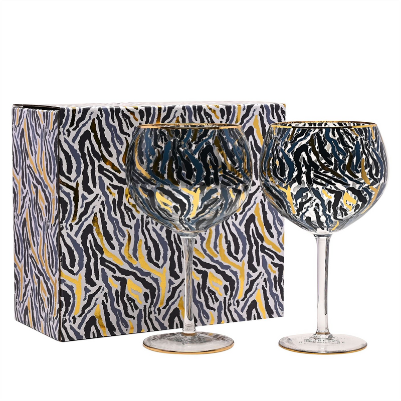 Frida Set of 2 Zebra Print Gin Glasses