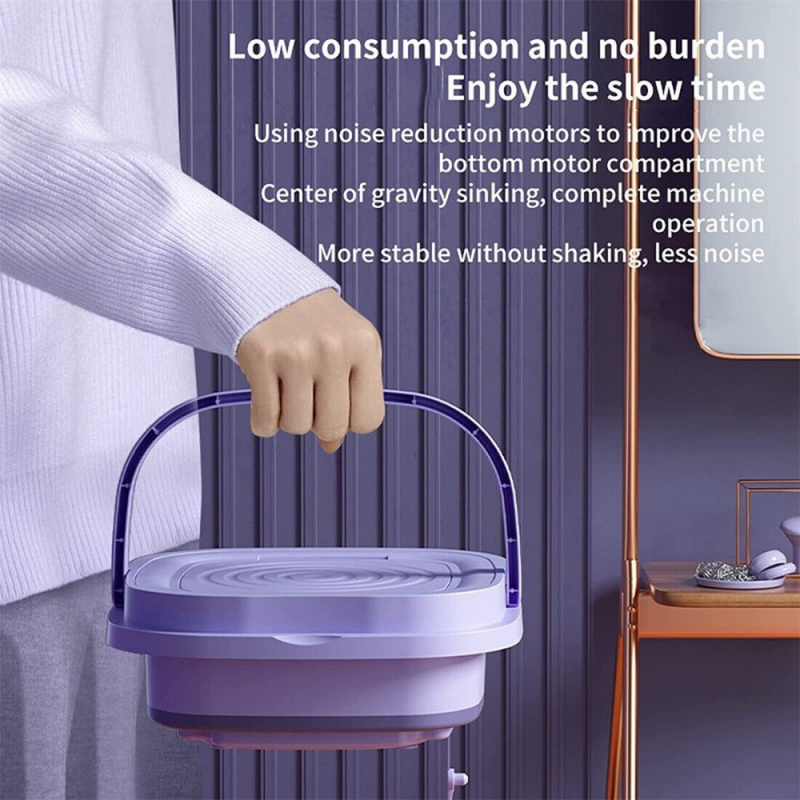 8L Portable Washing Machine Mini Washer Foldable Washer and Spin Dryer Travel UK Purple