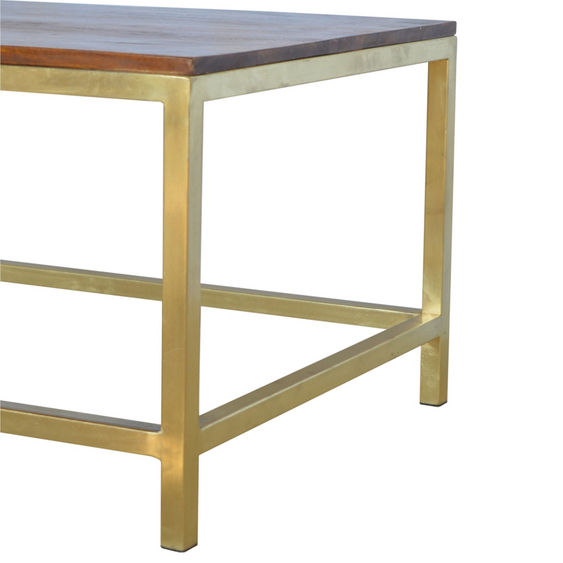 Artisan Furniture Solid Wood Rectangle Gold Coffee Table