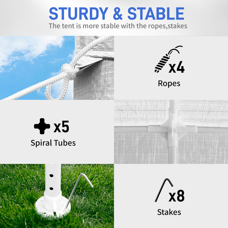 3 x 3m Waterproof Tent with Spiral Tubes White