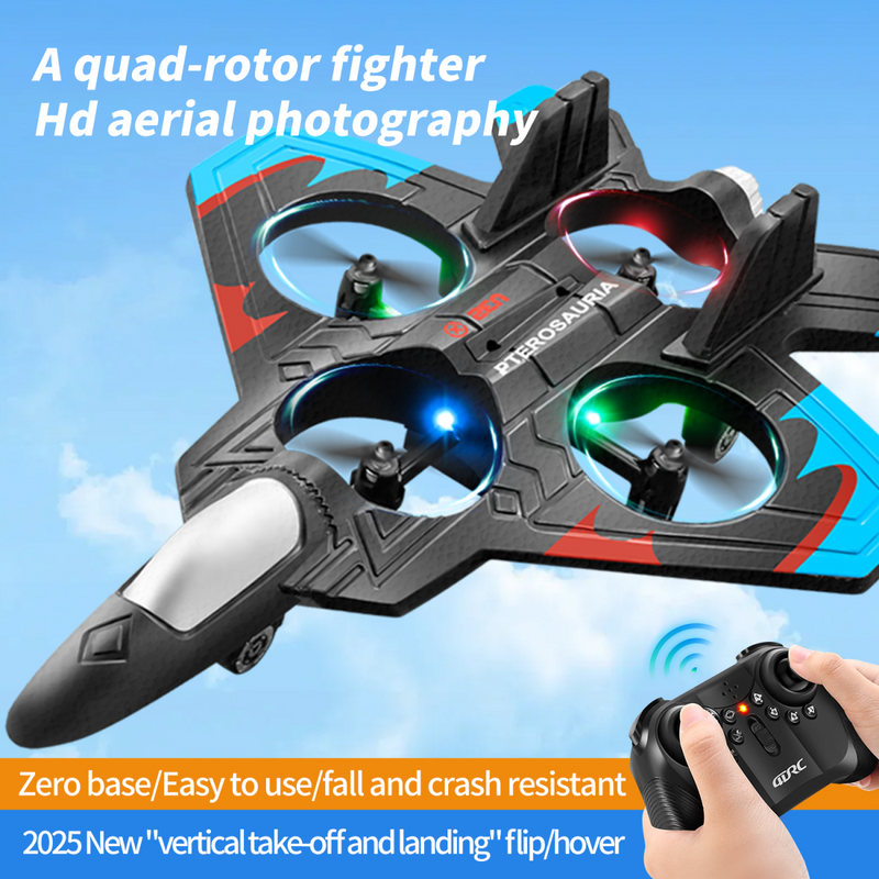 4DRC V32 RC Plane, Foam Remote Control Airplane with Light, 2 Batteries, 6-axis Gyro Stabilize Systems RC Fighter Jet Plane Toys