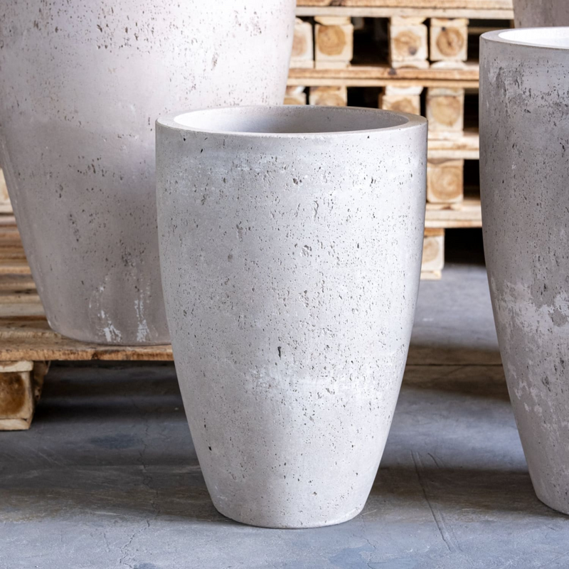 Vessara | Truffle – 68cm Extra Large Tall Concrete Planter – 61L Round Plant Pot