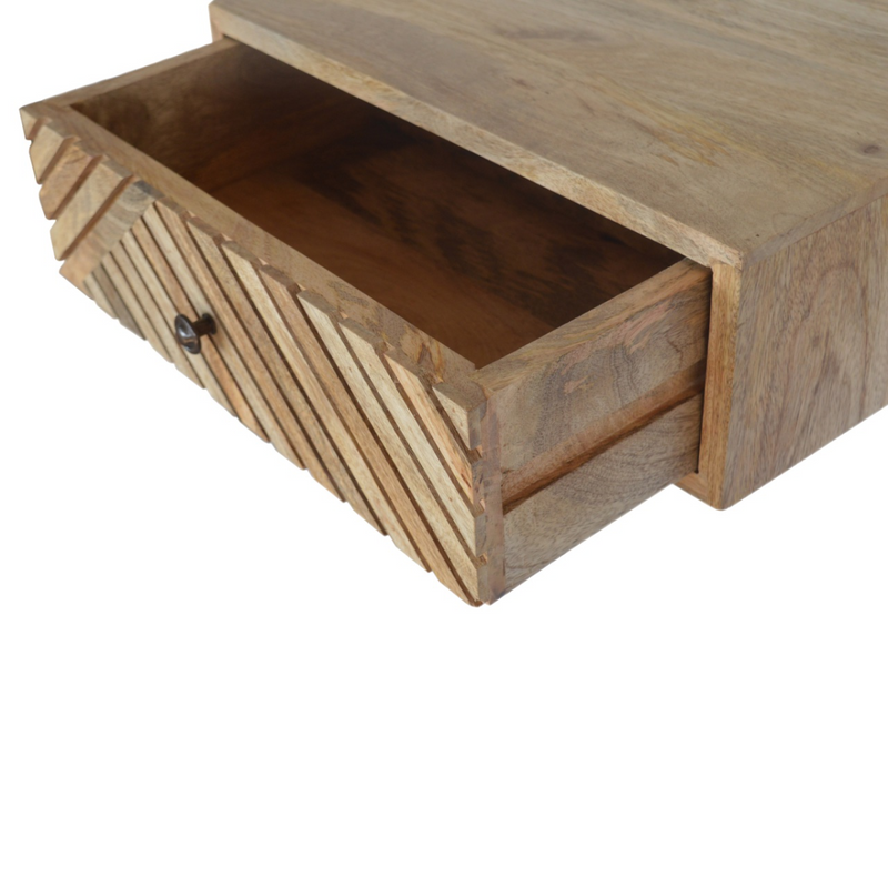 Artisan Furniture Solid Wood Floating Line Carved Bedside