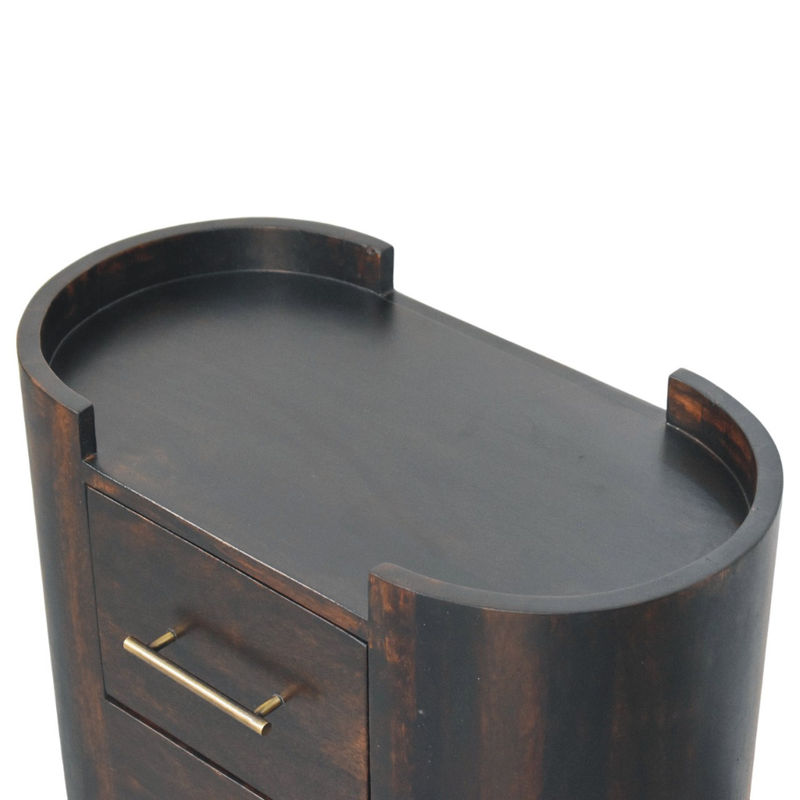 Artisan Furniture Solid Wood Valencia Two-Drawer Bedside Table, Dark Brown