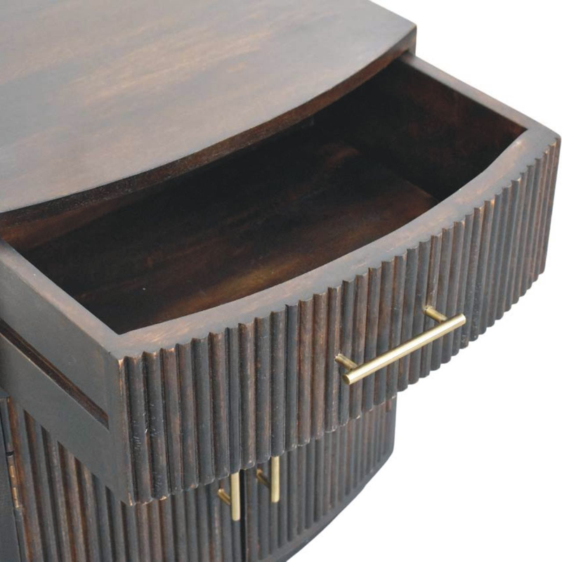Artisan Furniture Solid Wood Milan Bedside, 1 Drawer & 2 Doors, Dark Brown